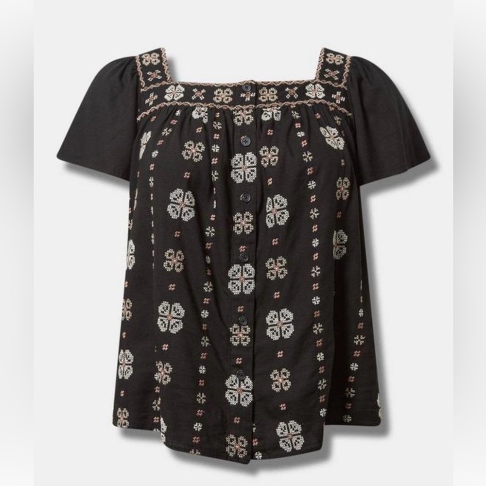 NWT TORRID Embroidered Square Neck Top 2X - Picture 4 of 10